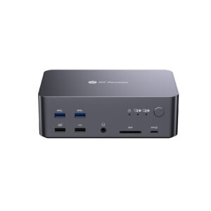 iDock D23 8K DisplayPort KVM Switch Docking Station for 2 Desktop PCs, Triple Monitor Design, 1G Ethernet, USB 3.0, 165/144/120Hz for Gaming